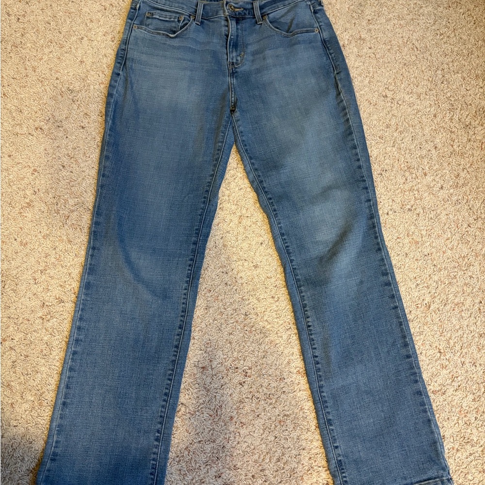 Levi’s 505 Jeans Womens 8S Blue Straight Leg Mid Rise Light Wash Stretch Denim